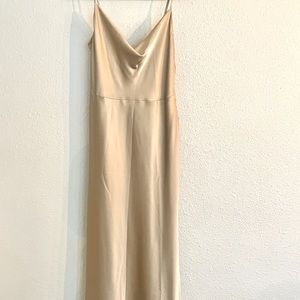 Park & Fifth Bowen Dress Pale Gold Satin Cowl Neck
